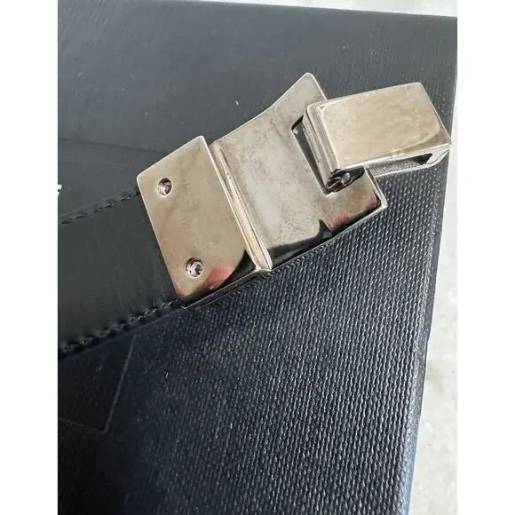 Auth Saint Laurent YSL Black Leather Stud Bracelet Small Sized Metal - Picture 13 of 16